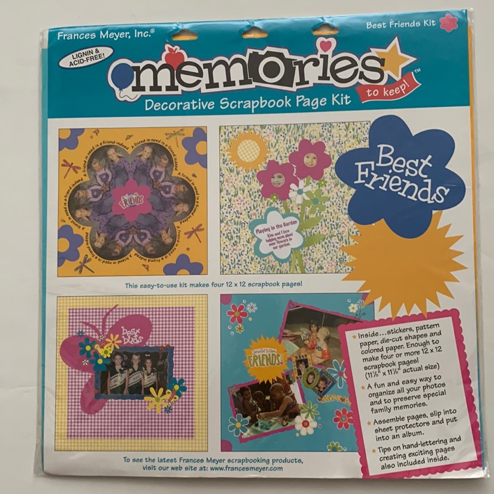 Memories decorative scrapbook page kit best friends NeW